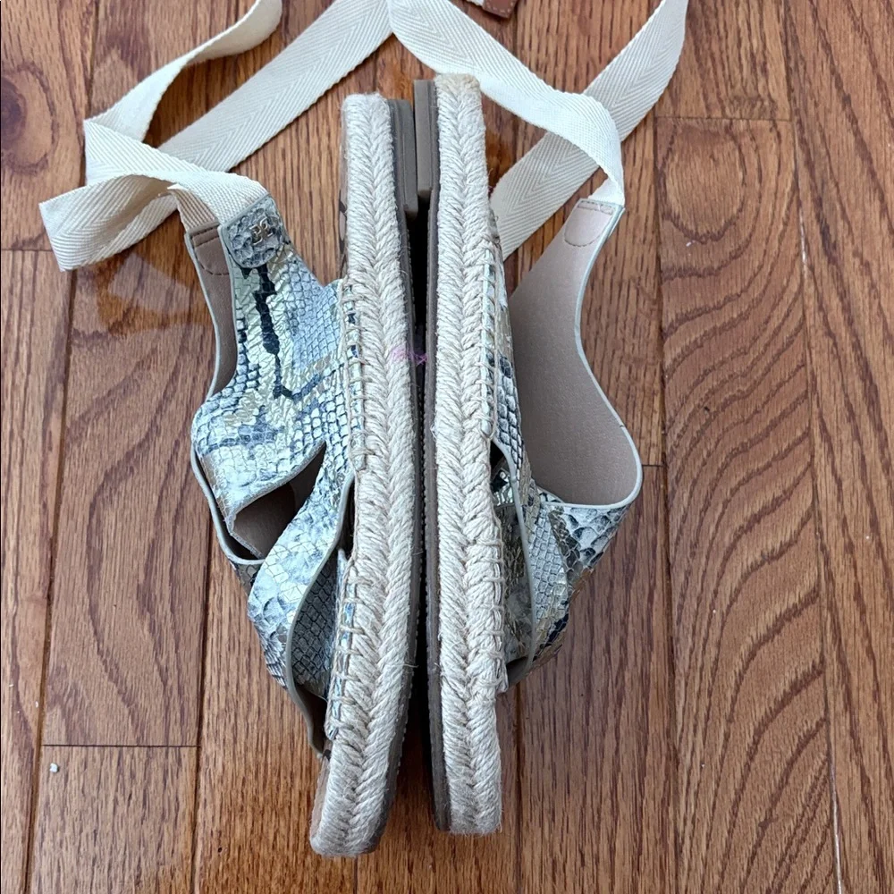 Sam Edelman Snake Print Espadrille Sandals with Cream Ties